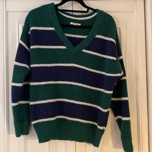 American Eagle striped v-neck sweater